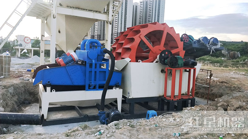 大型洗砂機搭配細沙回收一體機作業(yè)