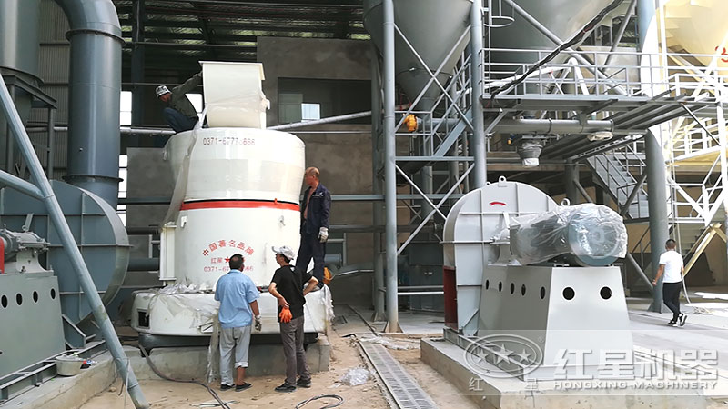 原料大，帶有破碎機(jī)的石頭磨粉生產(chǎn)線
