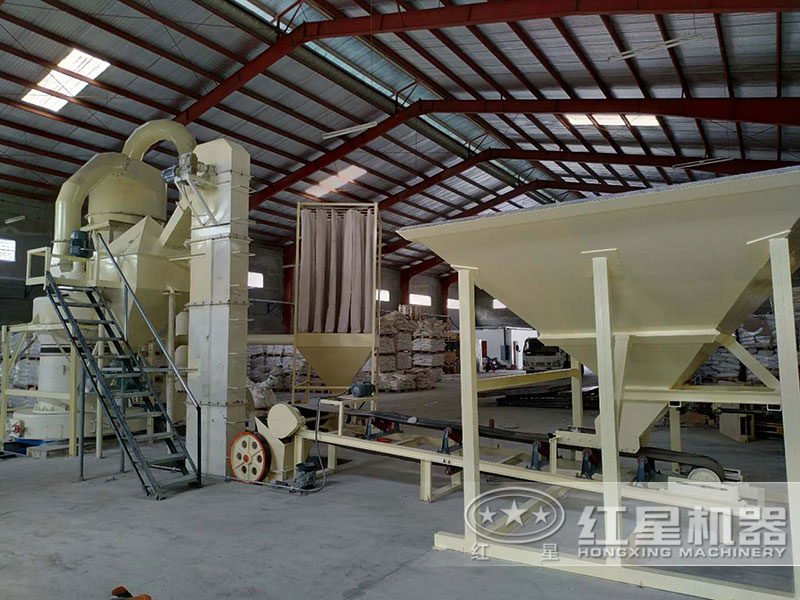 一套磨粉生產(chǎn)線已投產(chǎn)，紅星機器客戶現(xiàn)場