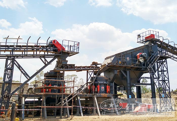 大規(guī)模河卵石制砂工藝現(xiàn)場(chǎng)