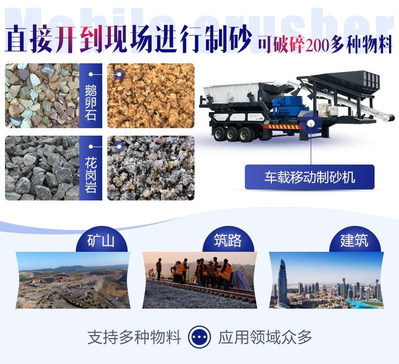 車(chē)載移動(dòng)制砂機(jī)適用物料種類(lèi)多