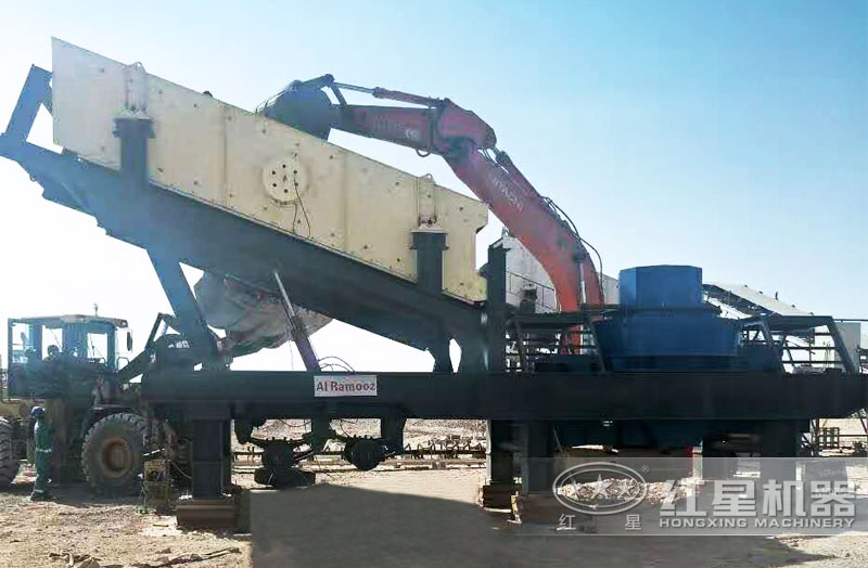 一體式全制動小型移動制砂機(jī)開始試機(jī)